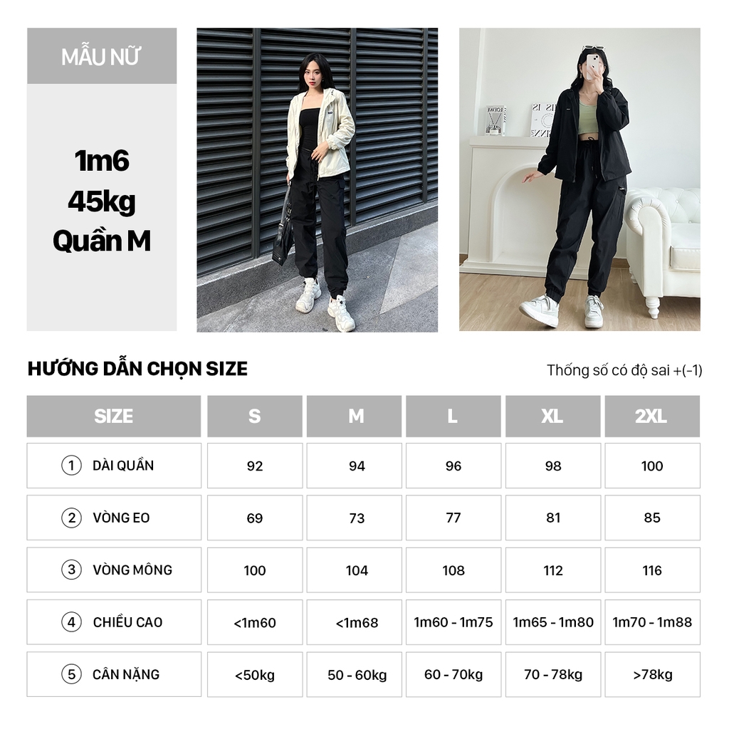 Quần Jogger Nữ Túi Hộp dáng ống rộng thể thao chất liệu gió 2 lớp cao cấp QJ013