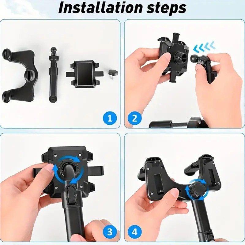 360° Rotatable and Extendable ABS Phone Holder, Waterproof Square Wall-Mount Cradle with Rotational Design for Various Angles, Compatible with Auto Vehicles, Device Mount Features Rotatable