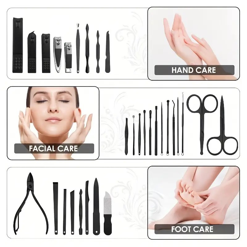 Ultimate Nail Care Kit 24pcs - Professional Grade Manicure and Pedicure Set with Portable Travel Case, Cuticle Nippers, Cutter, and Grooming Tools for Salon-Quality Results at Home or On-The-Go . (24-gabalu nagu kopšanas komplektu)