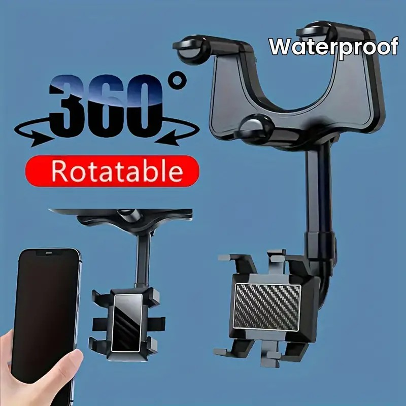 360° Rotatable and Extendable ABS Phone Holder, Waterproof Square Wall-Mount Cradle with Rotational Design for Various Angles, Compatible with Auto Vehicles, Device Mount Features Rotatable