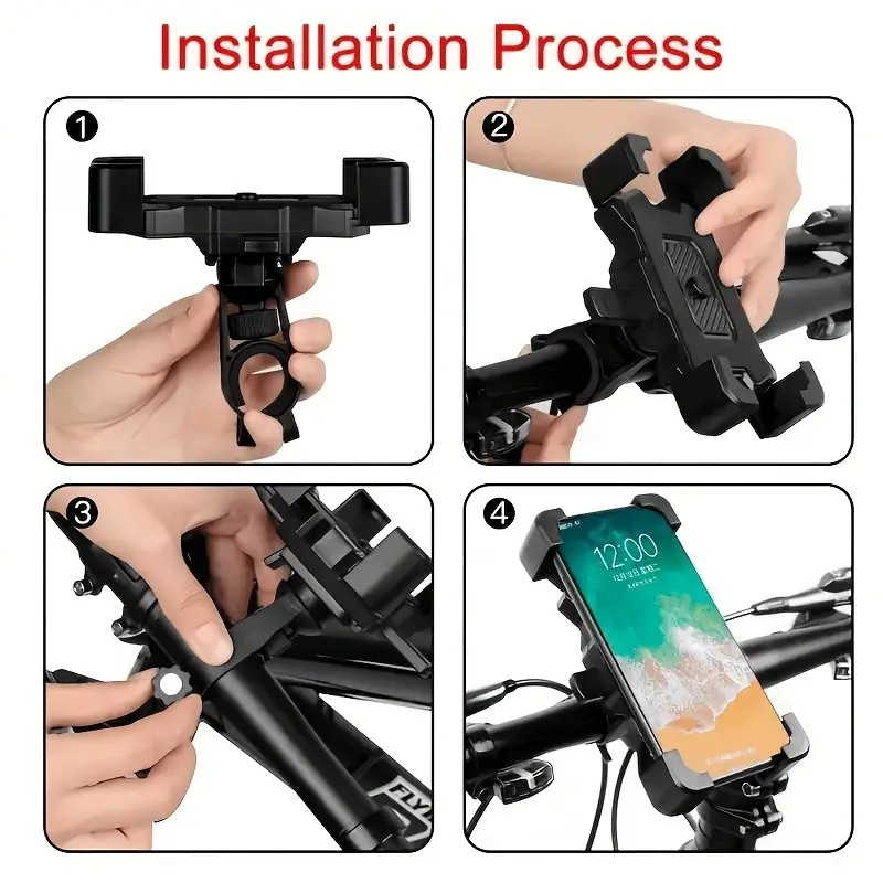 Bicycle Phone Holder, Motorcycle/bicycle Phone Holder, Supports All Phone Models From 12.19-17.27 Cm, 360° Rotating Phone Holder