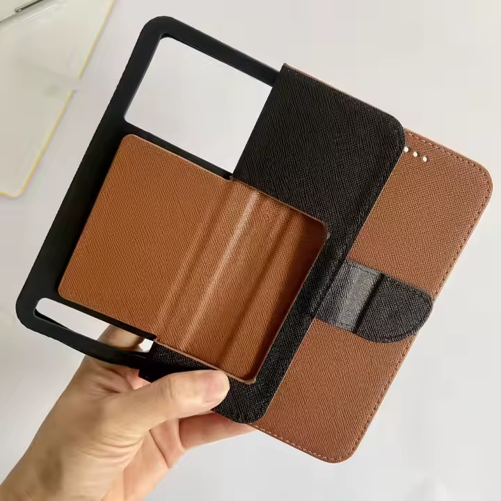 Universal Cell Case Saffiano Pattern Contrasting Flip Leather Phone Covers for All Phones