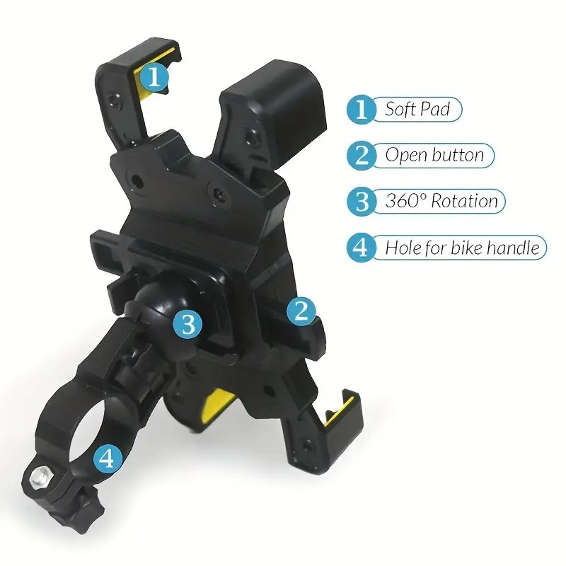 Bicycle Phone Holder, Motorcycle/bicycle Phone Holder, Supports All Phone Models From 12.19-17.27 Cm, 360° Rotating Phone Holder