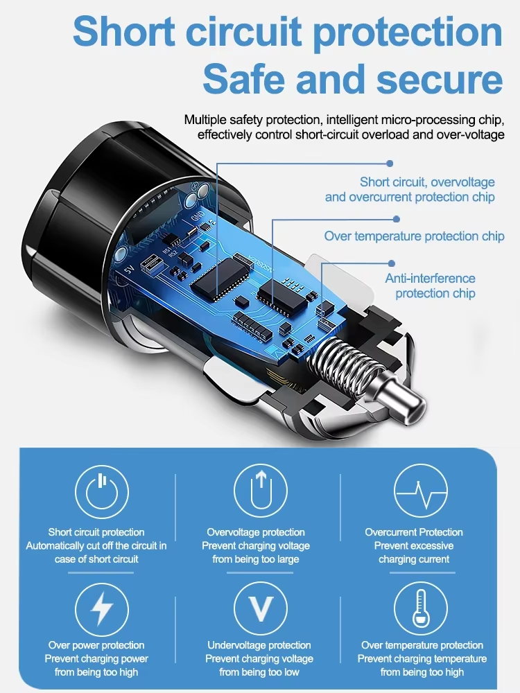 Car Charger ( Auto Lādētāju) for Mobile phone. 2 Port Dual USB Auto Car Charger 5V 1A 2.1A USB In Car Mobile Phone Charger GPS Charging Car-Charger