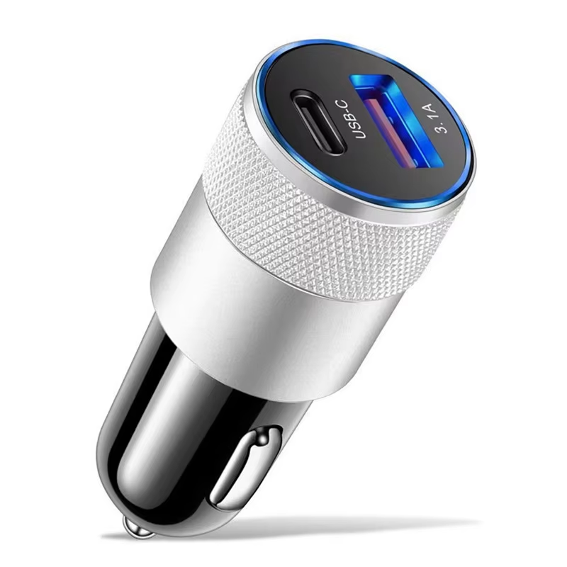 Fast Charging USB C  and USB 2 in 1 Car Charger - Ātrais Auto Lādētājs - Car Charger USB Type C Fast Charging Car Phone Adapter for iPhone Xiaomi Huawei Samsung Quick Charge 3.0