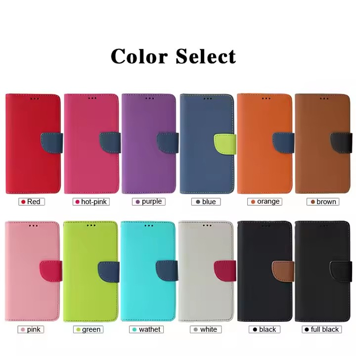 Universal Cell Case Saffiano Pattern Contrasting Flip Leather Phone Covers for All Phones