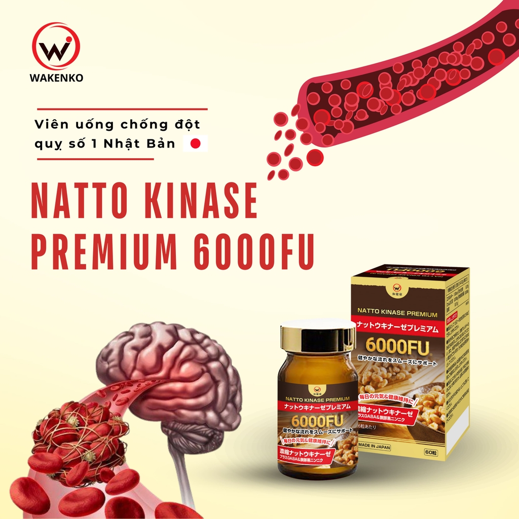 Viên Uống Chống Đột Quỵ Natto Kinase Premium 6000FU Wakenko [60 Viên]