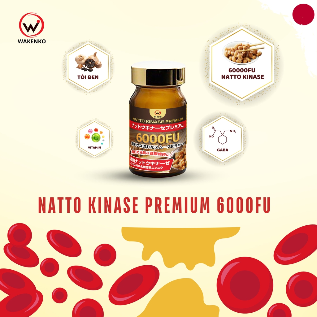 Viên Uống Chống Đột Quỵ Natto Kinase Premium 6000FU Wakenko [60 Viên]