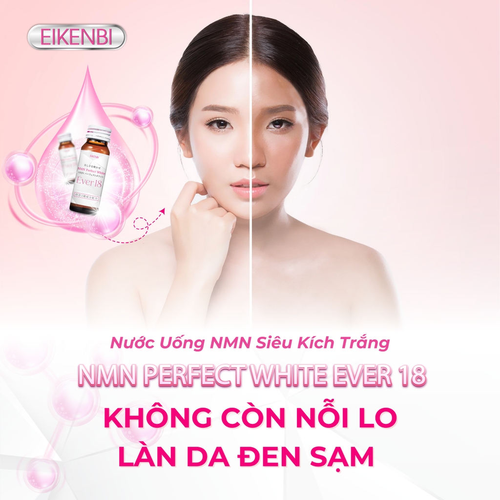 Nước Uống NMN Siêu Kích Trắng NMN Perfect White Ever 18 Eikenbi [10 Chai x 30ml]