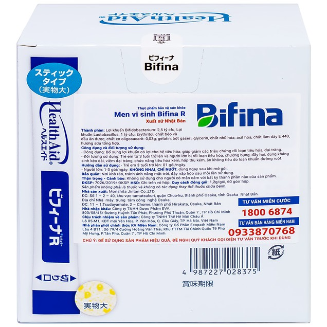 Men Vi Sinh Health Aid Bifina R Chính Hãng Nhật Bản [Hộp 20 gói]