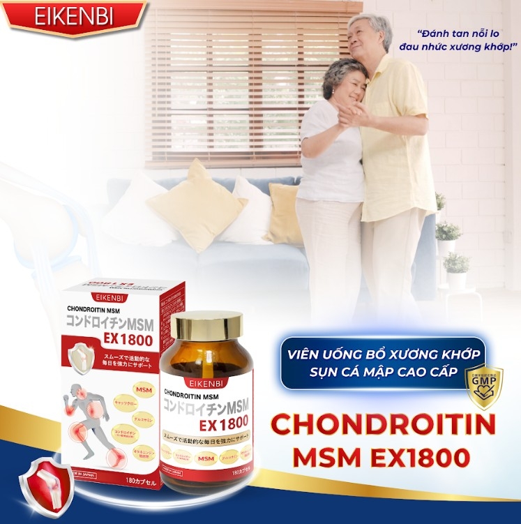 Viên Uống Bổ Xương Khớp Sụn Cá Mập Cao Cấp Chondroitin MSM Ex1800 Eikenbi [180 viên]