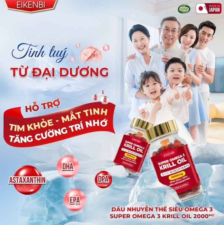 Dầu Nhuyễn Thể Super Omega 3 Krill Oil Eikenbi Nhật Bản