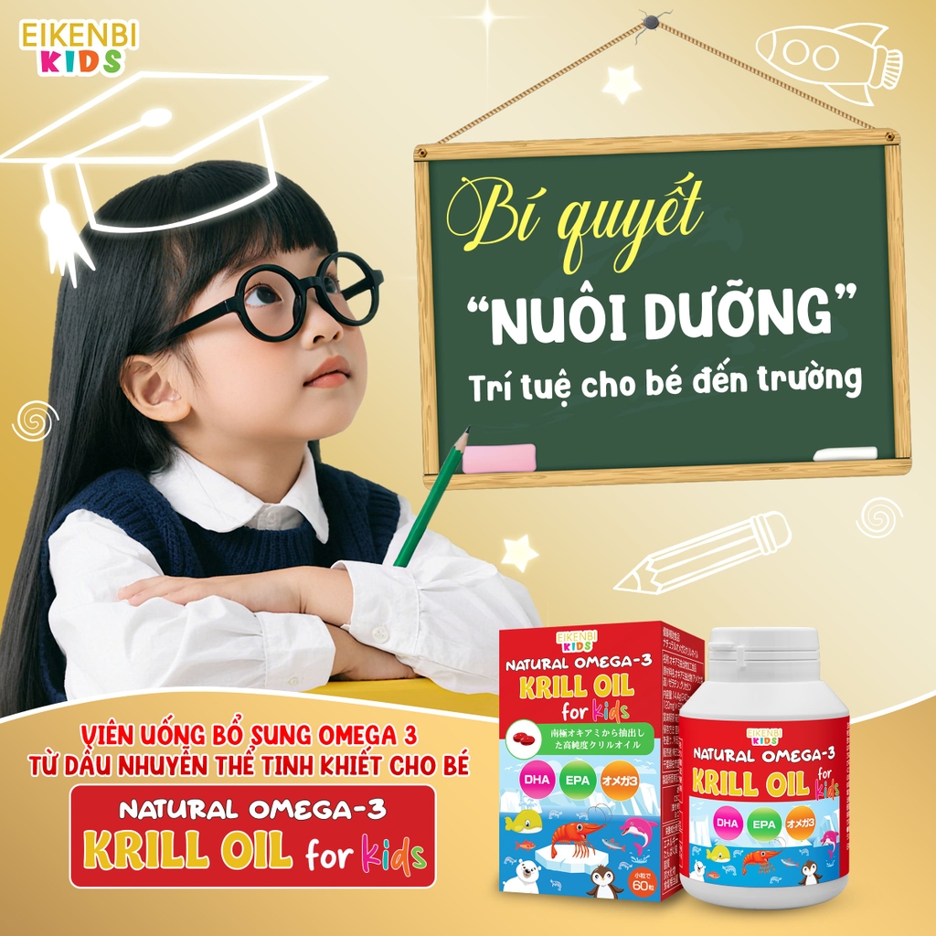 Dầu Nhuyễn Thể Natural Omega-3 Krill Oil Eikenbi Kids [Hộp 60 viên]