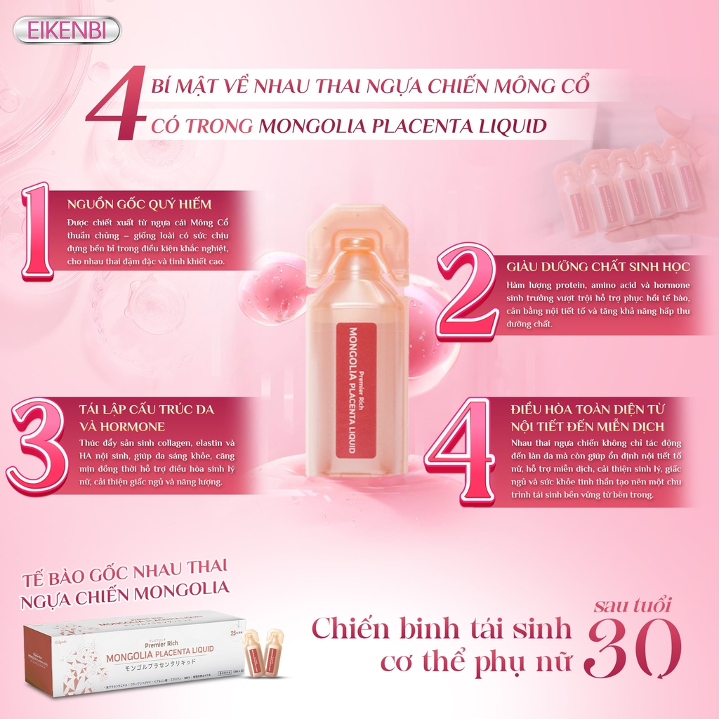Tế Bào Gốc Nhau Thai Ngựa Chiến Mongolia Eikenbi [30 Ống 10ml]