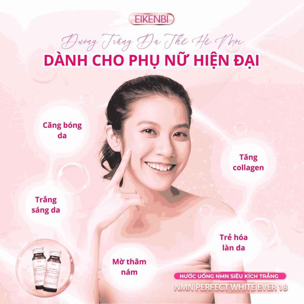 Nước Uống NMN Siêu Kích Trắng NMN Perfect White Ever 18 Eikenbi [10 Chai x 30ml]