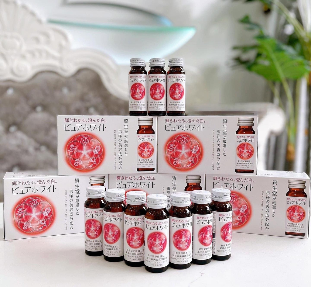 Nước Uống Trắng Da Pure White Shiseido Nhật Bản Chính Hãng [Hộp 10 lọ 50ml]