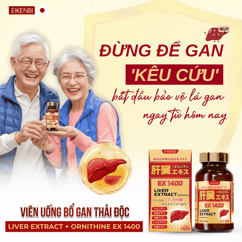 Viên Uống Bổ Gan Thải Độc Liver Extract+ Orithine Ex1400 Eikenbi [180 viên]