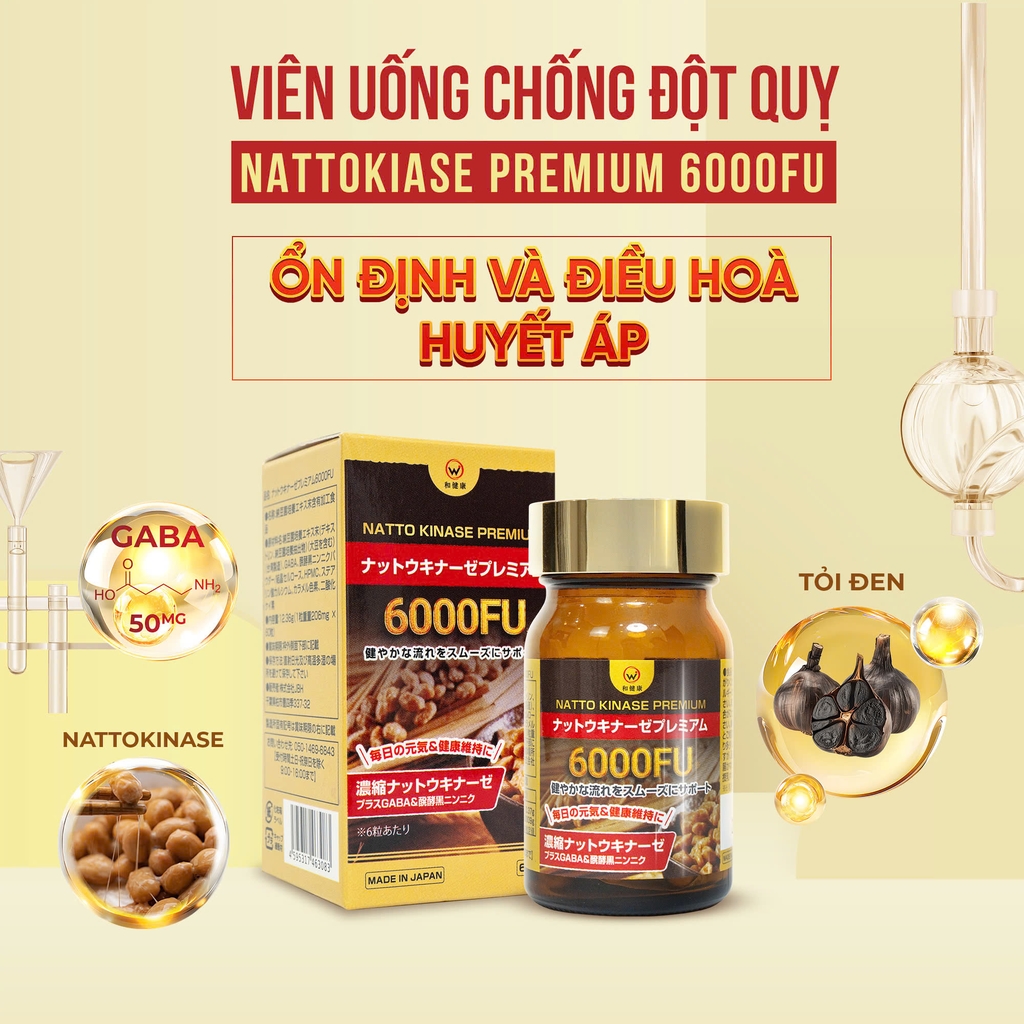 Viên Uống Chống Đột Quỵ Natto Kinase Premium 6000FU Wakenko [60 Viên]