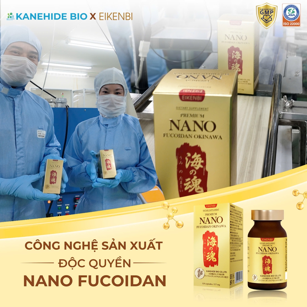 Viên Uống Phòng & Hỗ Trợ Điều Trị Ung Thư Nano Fucoidan Okinawa Kanehide Bio x Eikenbi [120 Viên]
