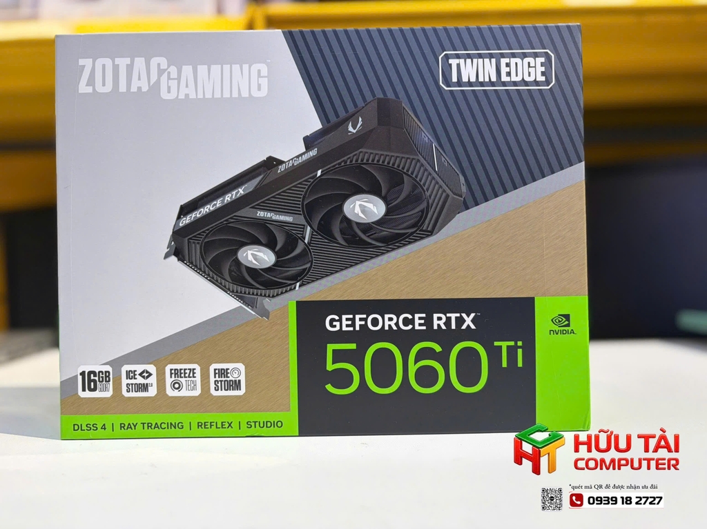 Card màn hình NVIDIA GeForce RTX 5060 Ti ZOTAC Twin Edge | 16GB GDDR7, 4608 CUDA, 600W