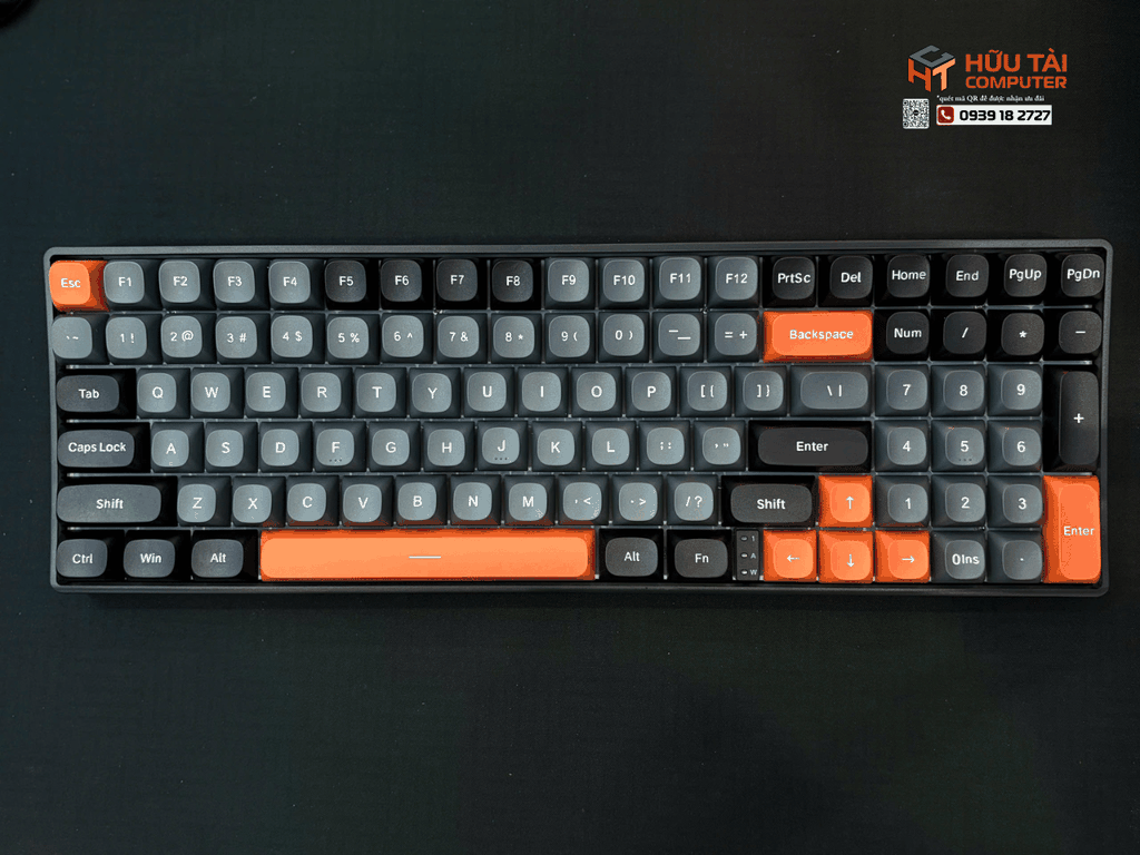 Bàn phím cơ 3 mode gaming AULA S100 Pro đen xám cam, Red switch (3411)