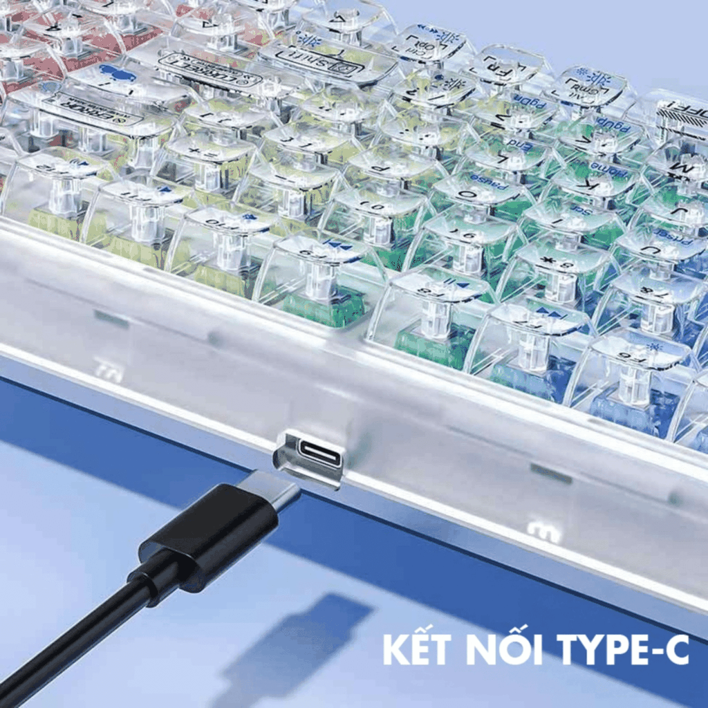 Bàn phím cơ AULA F98 pro 3 mode Màu trắng, đen trong suốt (TypeC + 2.4G + Bluetooth, Ice crystal switch, led RGB)