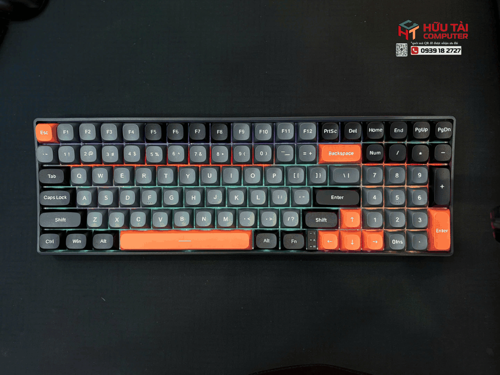 Bàn phím cơ 3 mode gaming AULA S100 Pro đen xám cam, Red switch (3411)