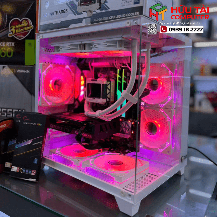 PC GAMING HTC JETEK CSGO2 D.VA2 WHITE ( ASROCK B550M STEEL LEGEND , Ryzen 7 5700X3D, Ram G.Skill Trident Z RGB 16GB DDR4 3600MHz , SSD Apacer AS2280P4U 512G, MIK C650B 650W 80PLUS,   )