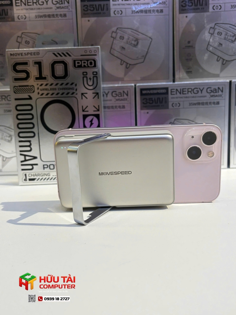 PIN DỰ PHÒNG MOVESPEED TỪ TÍNH S10 PRO 22.5W 10000MAH, ĐẾ DỰNG, VÀNG