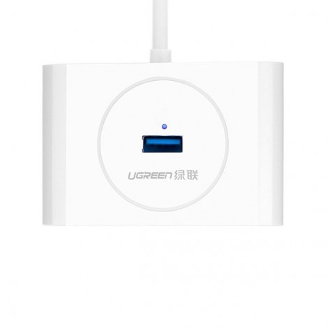Ugreen 20283 1m màu Trắng Bộ chia HUB USB 3.0 sang 4 USB 3.0 hỗ trợ nguồn micro 5V cổng micro CR113 20020283