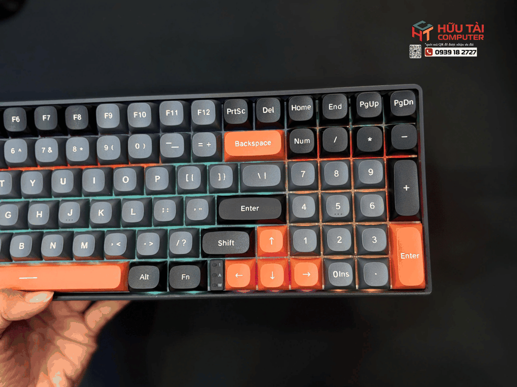 Bàn phím cơ 3 mode gaming AULA S100 Pro đen xám cam, Red switch (3411)