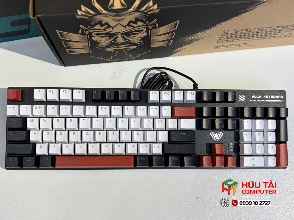 Bàn phím cơ AULA S500 GAMING CÓ DÂY (Phiên bản Đen + trắng + đỏ/ Blue switch) (4531)