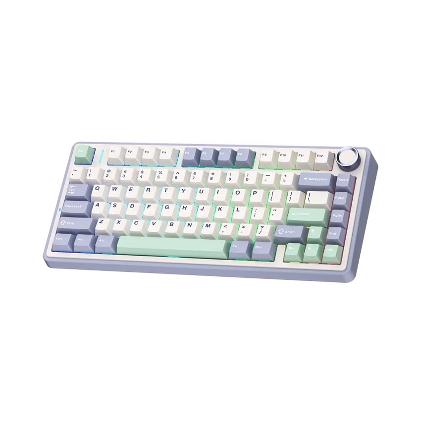Bàn phím 3 mode gaming AULA F75 tím nhạt be xanh lá Reaper switch