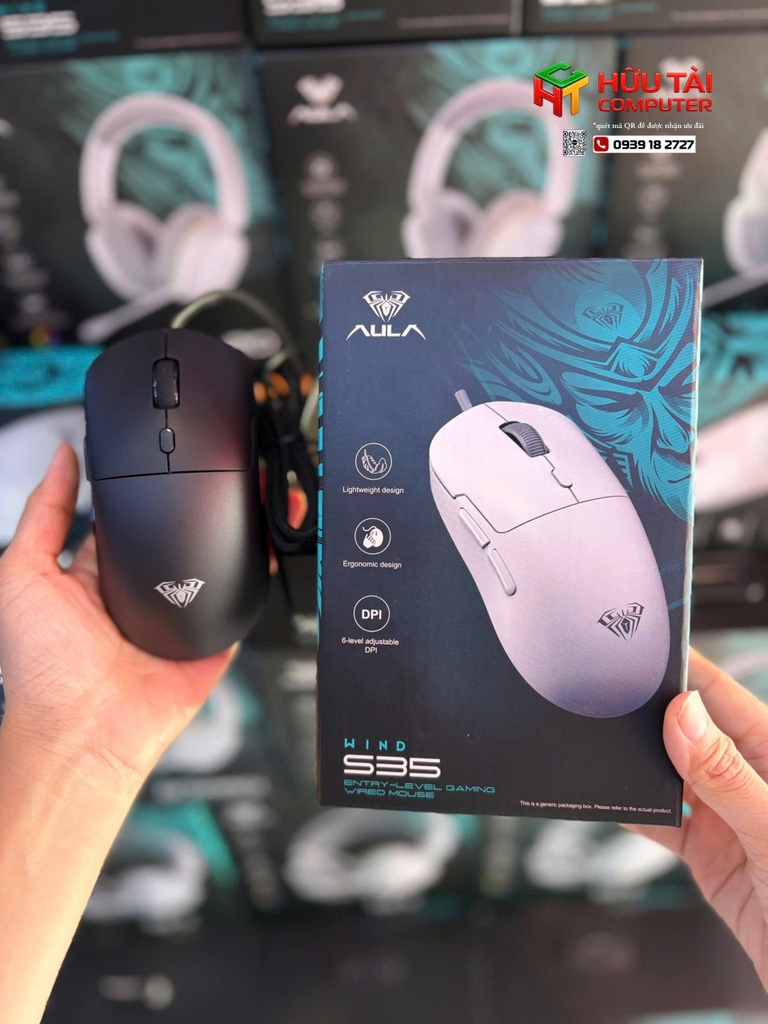 AULA S35 (5774) CHUỘT GAMING CÓ DÂY (Phiên bản Màu đen)