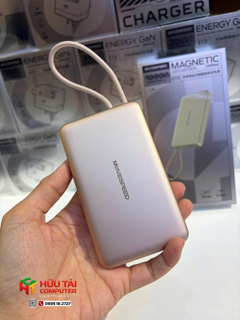 PIN DỰ PHÒNG MOVESPEED TỪ TÍNH S10 PLUS 22.5W 10000MAH, TÍCH HỢP TYPE C, VÀNG