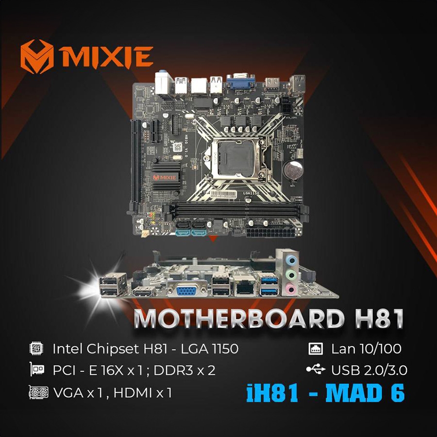 Mainboard MIXIE H81 (Socket 1150, 2 x RAM, Micro-ATX)