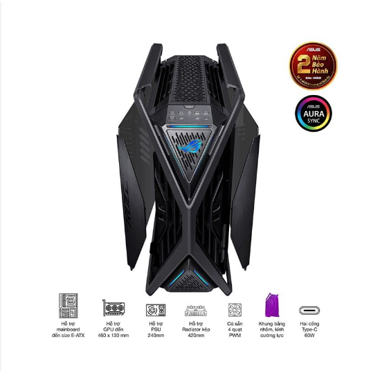 (E-ATX) Vỏ Case ASUS ROG Hyperion GR701 BTF Edition (Sẳn 4Fan) Đen