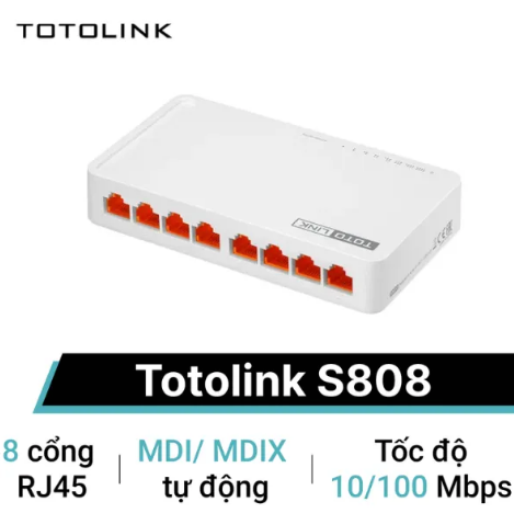 Switch Totolink S808 (10/100Mbps/ 8 Cổng/ Vỏ Nhựa)