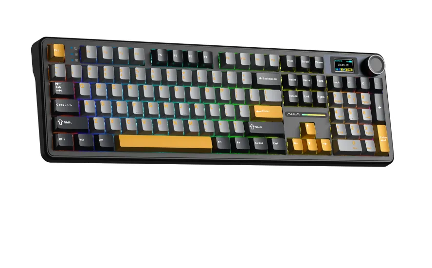 BÀN PHÍM CƠ AULA F108 3 mode pro đen xám vàng, Reaper switch (1295)