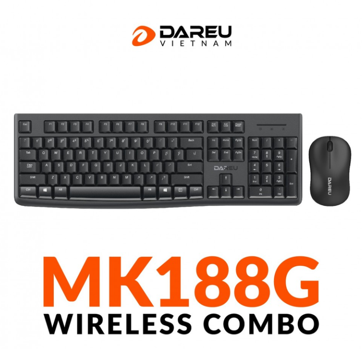 BỘ BÀN PHÍM CHUỘT KHÔNG DÂY DAREU MK188G BLACK