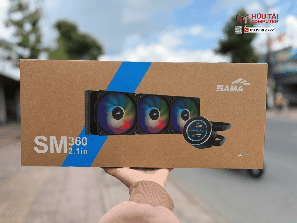 Tản Nhiệt Nước CPU SAMA SM360LD ĐEN (3 Fan 12cm ARGB, Màn Hình LCD )