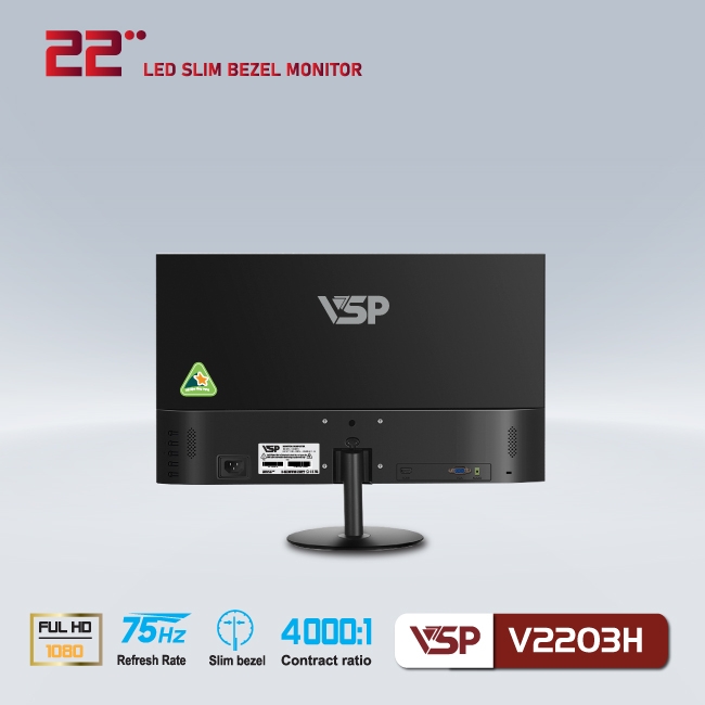 Màn Hình VSP V2203H (21.5 inch/FHD/VA/75Hz/5ms/230nits/HDMI+VGA/Phẳng)