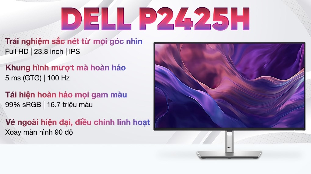 Màn hình Dell P2425H 23.8 inch FHD/IPS/100Hz/5ms
