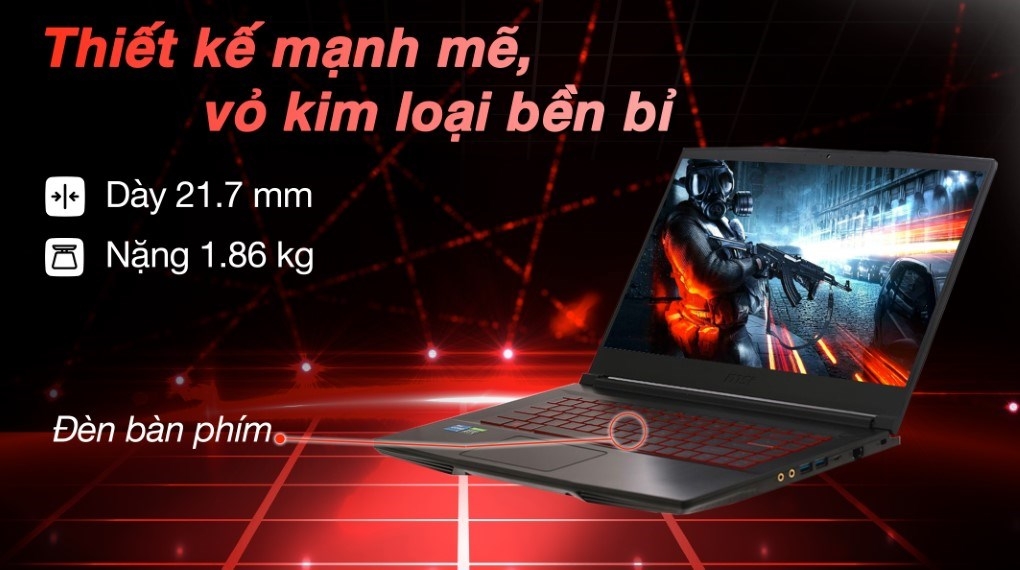 Laptop MSI Gaming GF63 Thin 11UC i5 11400H/8GB/512GB/4GB RTX3050/144Hz/Win11 (1230VN)