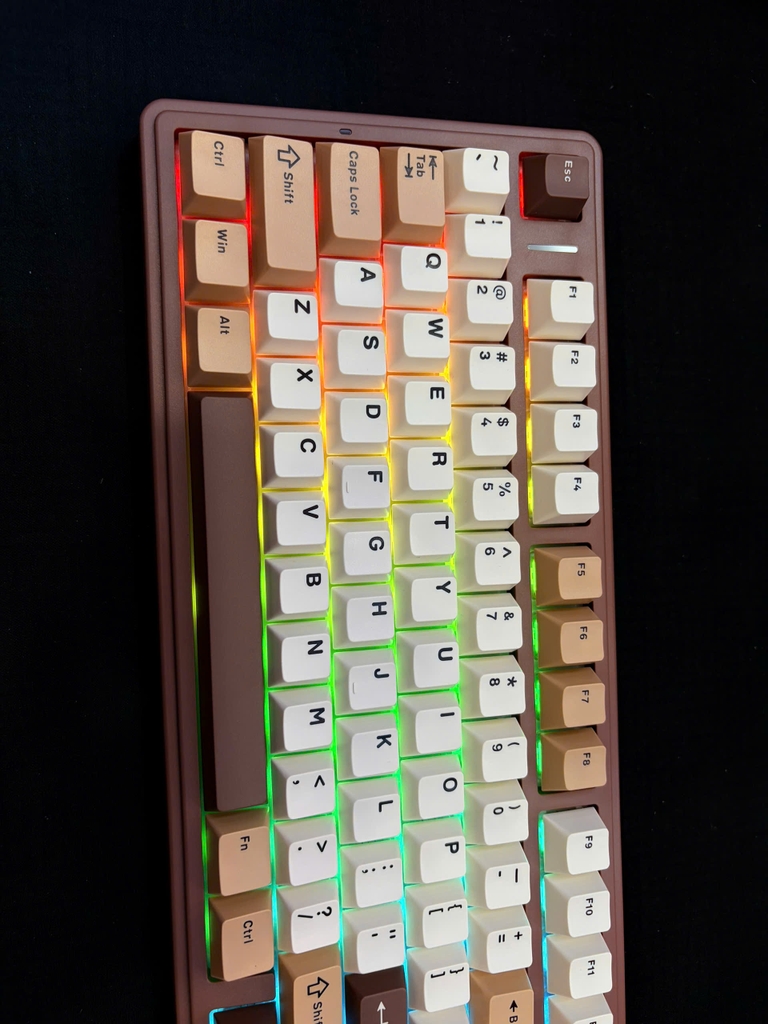 Bàn phím cơ AULA F75 3 Mode nâu be Barbie switch (3305)