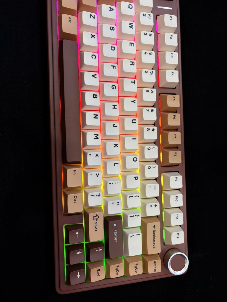 Bàn phím cơ AULA F75 3 Mode nâu be Barbie switch (3305)