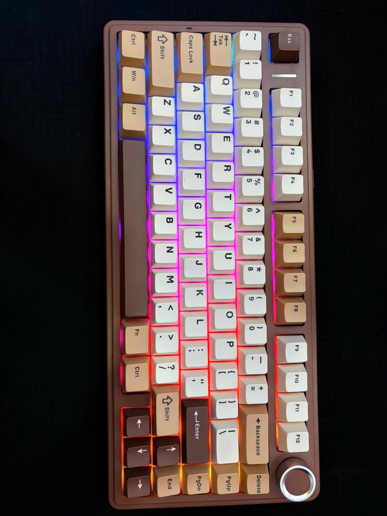 Bàn phím cơ AULA F75 3 Mode nâu be Barbie switch (3305)