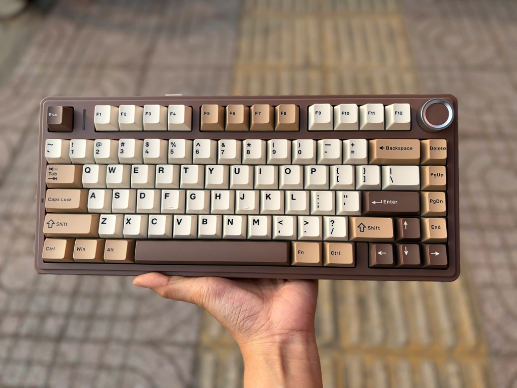 Bàn phím cơ AULA F75 3 Mode nâu be Barbie switch (3305)