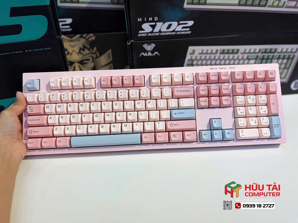 Bàn phím AULA S102 GIẢ CƠ GAMING CÓ DÂY (Phiên bản Hồng + Xanh dương) (4739)