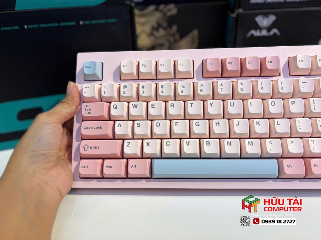 Bàn phím AULA S102 GIẢ CƠ GAMING CÓ DÂY (Phiên bản Hồng + Xanh dương) (4739)